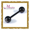 Cute Shiny Black Tongue Barbell Industrial Piercing Body Jewelry For Women With Oem